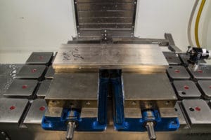Aluminum Material Blank loaded in CNC Machine